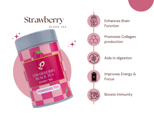 Strawberry Black Tea rich in Vitamin C and antioxidants for energy - the whole health benefit list