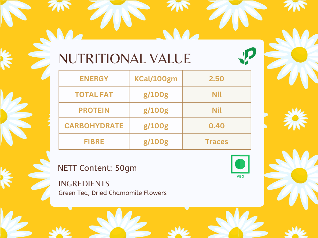Calming Chamomile Tea mood uplift and immunity boost properties - Nutritional Information and value