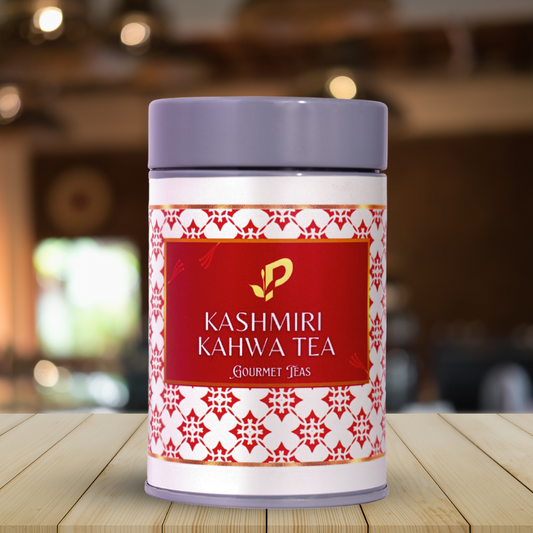 Kashmiri Kahwa Tea loose leaf tin by Pembroke Tea - Rich fragrance of nuts and spices
