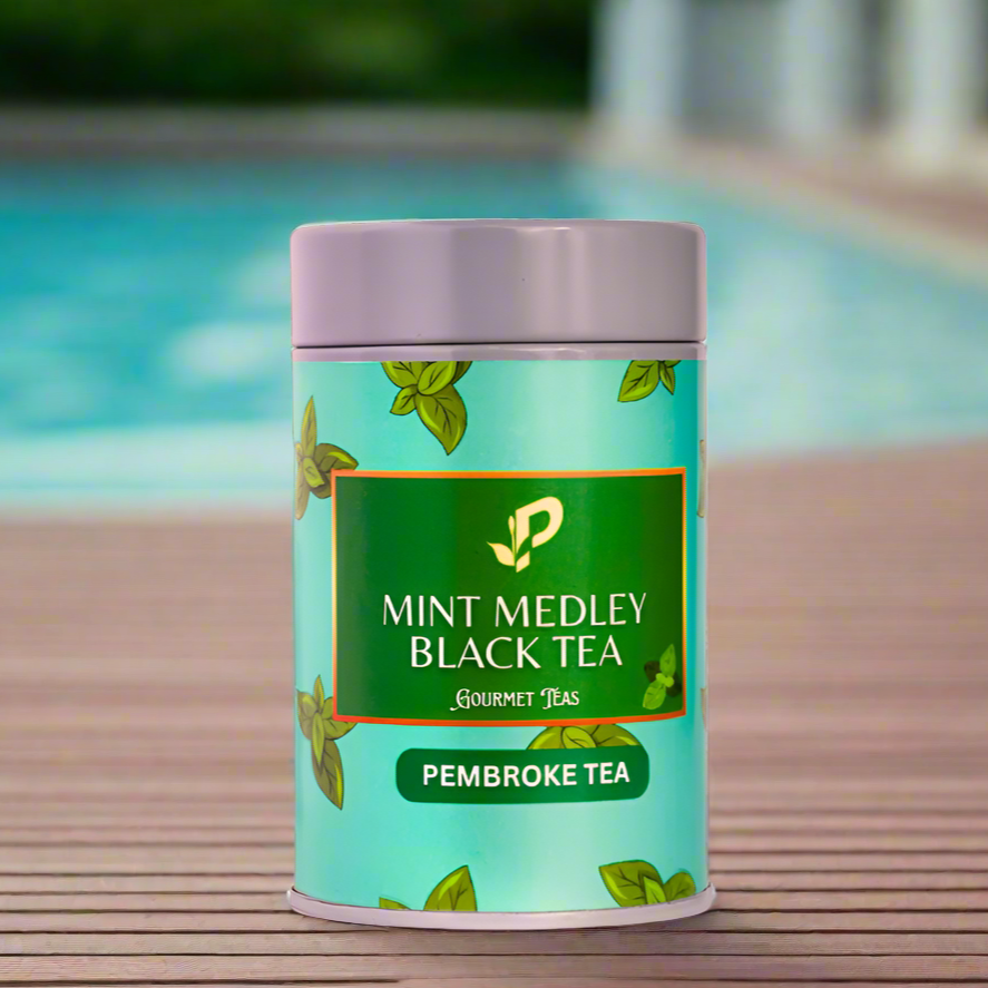 Mint Medley Black Tea loose leaf tin by Pembroke Tea