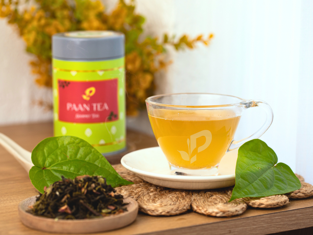 Paan Tea brewed showing mild sweet color and digestive aroma