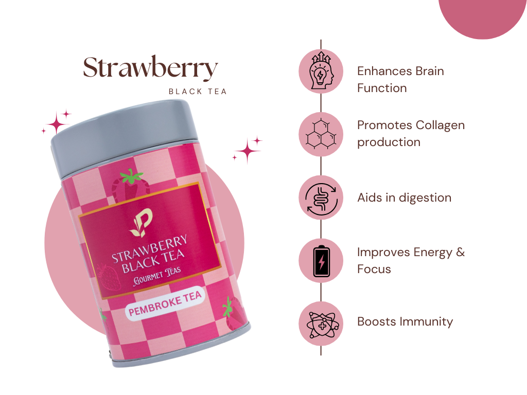 Strawberry Black Tea rich in Vitamin C and antioxidants for energy - the whole health benefit list